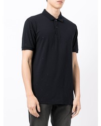 dunkelblaues besticktes Polohemd von Emporio Armani