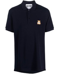 dunkelblaues besticktes Polohemd von Moschino