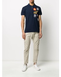 dunkelblaues besticktes Polohemd von DSQUARED2