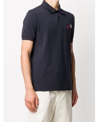 dunkelblaues besticktes Polohemd von Raf Simons