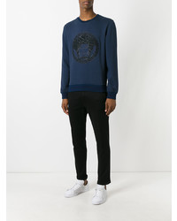 dunkelblaues besticktes Sweatshirt von Versace