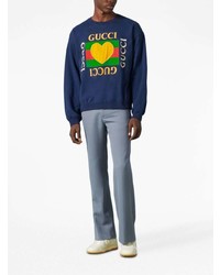 dunkelblaues besticktes Sweatshirt von Gucci