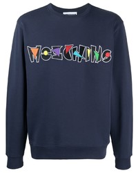 dunkelblaues besticktes Sweatshirt von Moschino