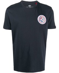 dunkelblaues besticktes T-Shirt mit einem Rundhalsausschnitt von Alpha Industries