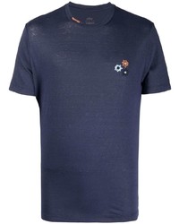 dunkelblaues besticktes T-Shirt mit einem Rundhalsausschnitt von Altea
