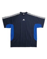 dunkelblaues besticktes T-Shirt mit einem Rundhalsausschnitt von Balenciaga