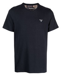 dunkelblaues besticktes T-Shirt mit einem Rundhalsausschnitt von Barbour
