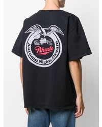 dunkelblaues besticktes T-Shirt mit einem Rundhalsausschnitt von Rhude