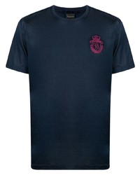 dunkelblaues besticktes T-Shirt mit einem Rundhalsausschnitt von Billionaire