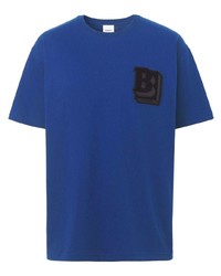 dunkelblaues besticktes T-Shirt mit einem Rundhalsausschnitt von Burberry