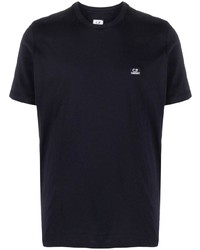 dunkelblaues besticktes T-Shirt mit einem Rundhalsausschnitt von C.P. Company