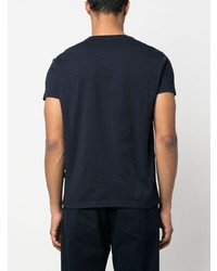 dunkelblaues besticktes T-Shirt mit einem Rundhalsausschnitt von Aspesi