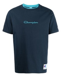 dunkelblaues besticktes T-Shirt mit einem Rundhalsausschnitt von Carhartt WIP