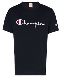 dunkelblaues besticktes T-Shirt mit einem Rundhalsausschnitt von Champion