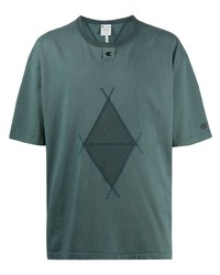 dunkelblaues besticktes T-Shirt mit einem Rundhalsausschnitt von Craig Green