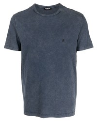 dunkelblaues besticktes T-Shirt mit einem Rundhalsausschnitt von Dondup