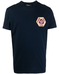 dunkelblaues besticktes T-Shirt mit einem Rundhalsausschnitt von DSQUARED2