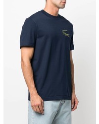 dunkelblaues besticktes T-Shirt mit einem Rundhalsausschnitt von Lacoste