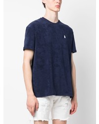 dunkelblaues besticktes T-Shirt mit einem Rundhalsausschnitt von Polo Ralph Lauren