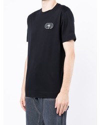 dunkelblaues besticktes T-Shirt mit einem Rundhalsausschnitt von Emporio Armani