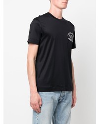 dunkelblaues besticktes T-Shirt mit einem Rundhalsausschnitt von Emporio Armani