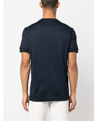 dunkelblaues besticktes T-Shirt mit einem Rundhalsausschnitt von Kiton