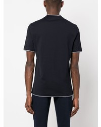 dunkelblaues besticktes T-Shirt mit einem Rundhalsausschnitt von Brunello Cucinelli