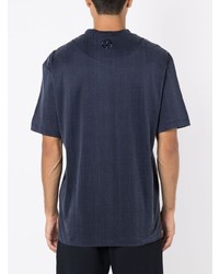 dunkelblaues besticktes T-Shirt mit einem Rundhalsausschnitt von Giorgio Armani
