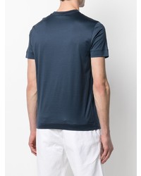 dunkelblaues besticktes T-Shirt mit einem Rundhalsausschnitt von Emporio Armani