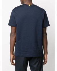 dunkelblaues besticktes T-Shirt mit einem Rundhalsausschnitt von Lacoste