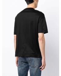 dunkelblaues besticktes T-Shirt mit einem Rundhalsausschnitt von Emporio Armani