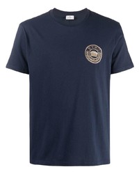 dunkelblaues besticktes T-Shirt mit einem Rundhalsausschnitt von Etro