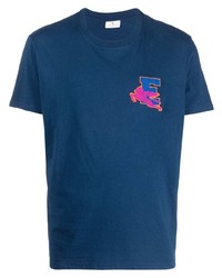 dunkelblaues besticktes T-Shirt mit einem Rundhalsausschnitt von Etro