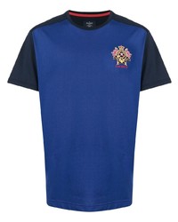 dunkelblaues besticktes T-Shirt mit einem Rundhalsausschnitt von Hackett