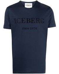 dunkelblaues besticktes T-Shirt mit einem Rundhalsausschnitt von Iceberg