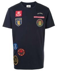 dunkelblaues besticktes T-Shirt mit einem Rundhalsausschnitt von Kent & Curwen