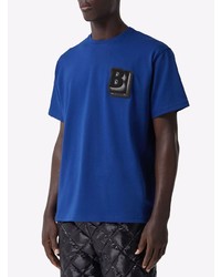 dunkelblaues besticktes T-Shirt mit einem Rundhalsausschnitt von Burberry