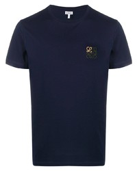 dunkelblaues besticktes T-Shirt mit einem Rundhalsausschnitt von Loewe