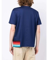 dunkelblaues besticktes T-Shirt mit einem Rundhalsausschnitt von Junya Watanabe MAN
