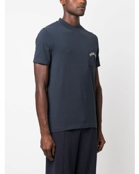 dunkelblaues besticktes T-Shirt mit einem Rundhalsausschnitt von Moncler