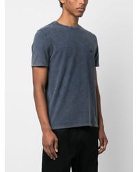 dunkelblaues besticktes T-Shirt mit einem Rundhalsausschnitt von Dondup
