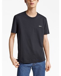 dunkelblaues besticktes T-Shirt mit einem Rundhalsausschnitt von Zegna