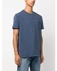 dunkelblaues besticktes T-Shirt mit einem Rundhalsausschnitt von Polo Ralph Lauren