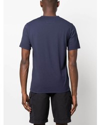 dunkelblaues besticktes T-Shirt mit einem Rundhalsausschnitt von C.P. Company