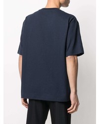 dunkelblaues besticktes T-Shirt mit einem Rundhalsausschnitt von Acne Studios