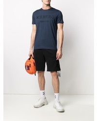 dunkelblaues besticktes T-Shirt mit einem Rundhalsausschnitt von Iceberg