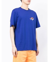 dunkelblaues besticktes T-Shirt mit einem Rundhalsausschnitt von MSGM