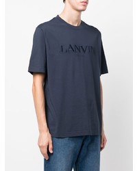 dunkelblaues besticktes T-Shirt mit einem Rundhalsausschnitt von Lanvin