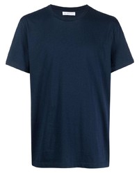 dunkelblaues besticktes T-Shirt mit einem Rundhalsausschnitt von Manuel Ritz