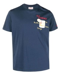 dunkelblaues besticktes T-Shirt mit einem Rundhalsausschnitt von MC2 Saint Barth